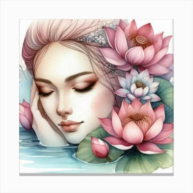 Lotus Flower Girl Canvas Print