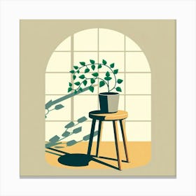 Potted Plant In Front Of Window 1 Canvas Print