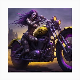 Zombie Girl On A Motorcycle 1 Canvas Print