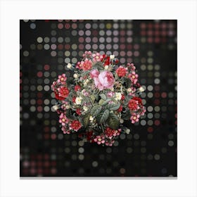 Vintage Pink Cabbage Rose de Mai Flower Wreath on Dot Bokeh Pattern n.0295 Canvas Print