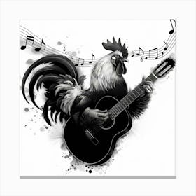 Rooster Playing Guitar Canvas Print