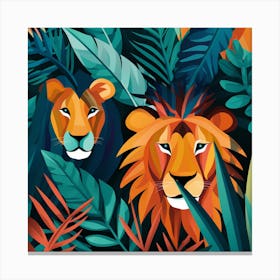 Lions In The Jungle 1 Canvas Print