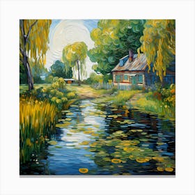 Riverside Retreat in Colour Canvas Print