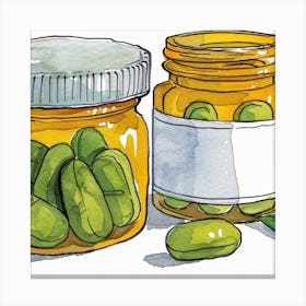 Illustration Of Pills In A Jar Canvas Print