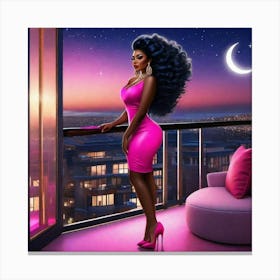 Afro Girl In Pink Canvas Print