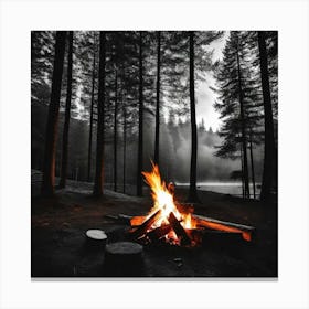 Campfire In The Woods 4 Canvas Print