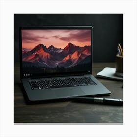 Laptop On A Desk Canvas Print