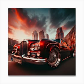 Vintage Car At Sunset Canvas Print