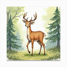 Deer In The Forest 3 Canvas Print