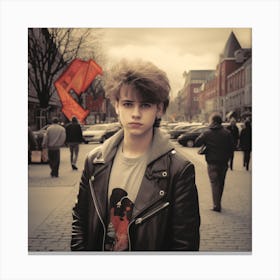 Young Man In Leather Jacket Canvas Print