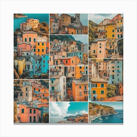 Cinque Terre Italy Collage Canvas Print