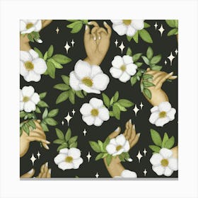Delicate hand holding a wild flower Canvas Print
