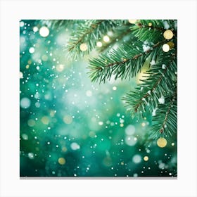 Abstract Concept Of Christmas Using Evergreen Branches As Main Subject Covered In Fine Glittering S (2) Canvas Print