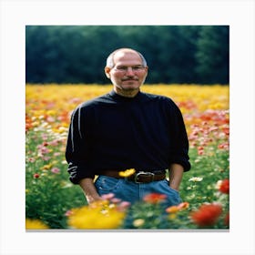 Steve Jobs In A Field Of Flowers Canvas Print