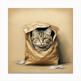 Cat In A Bag 4 Canvas Print