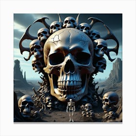 A Strikingly Detailed And Ominous Digital Rendering Of A Skull And Grotesque Demonic Figures Arrayed 408832887 Canvas Print