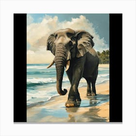 Elephant On The Beach Canvas Print