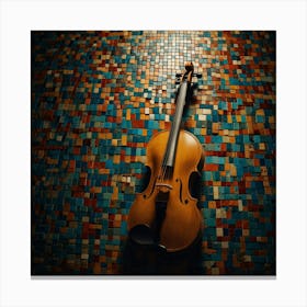 Violin On Mosaic Tile Background Canvas Print