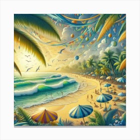 Beach At Sunset Canvas Print