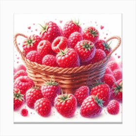 A basket of Raspberries 1 Canvas Print