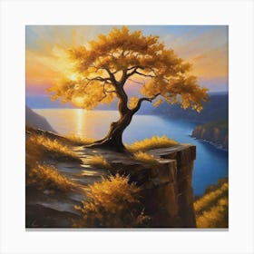 Lone Tree At Sunset 6 Canvas Print