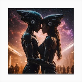 Extraterrestial And Human Romance 4 Canvas Print