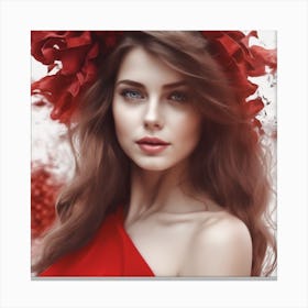 Beautiful Woman In Red Dress Canvas Print