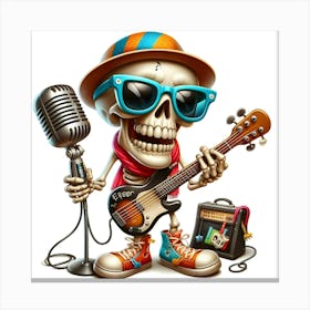 Skeleton Musician Canvas Print