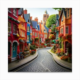 Firefly Bending Uk Street In Whimsical Claymation Style 59310 Canvas Print