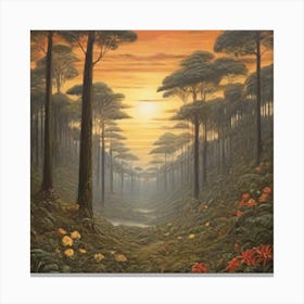 Sunset In The Forest Canvas Print