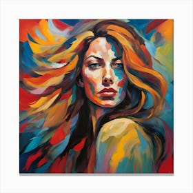 Woman With Colorful Hair Canvas Print