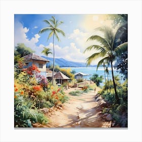 AI Sunlit Reverie in Watercolours Canvas Print