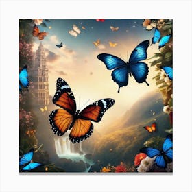 Butterflies In The Garden 6 Canvas Print