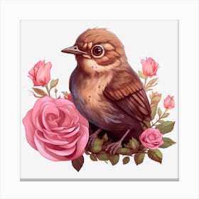 Bird With Roses 1 Canvas Print