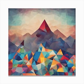 Abstract Colourful Geometric Polygonal Mountains Painting Canvas Print