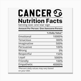 Cancer Nutrition Facts Canvas Print