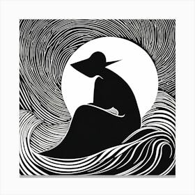 A Linocut illustration of A Mysterious figure, 128 Canvas Print