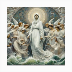 Virgin And The Angels Canvas Print