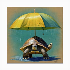 Turtle Under Umbrella Canvas Print