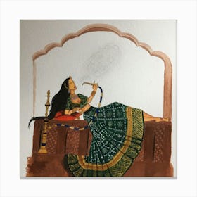 Indian Woman Smoking A Pipe Canvas Print