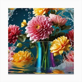 Dahlias In Water Canvas Print