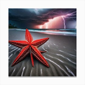Lightning Over Starfish beach Canvas Print
