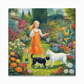 600200 A Painting With A Cat With A Harmonious Dog And Th Xl 1024 V1 0 Canvas Print