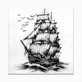 Sailing Ship With Birds Canvas Print