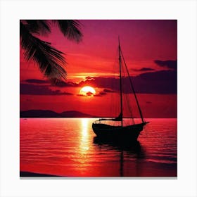 Sunset Sailboat 4 Canvas Print