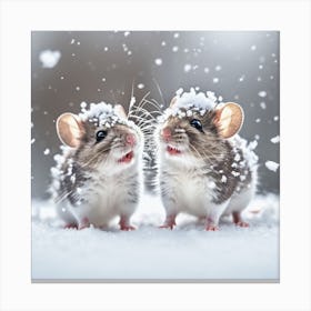 Two Mice In The Snow Canvas Print