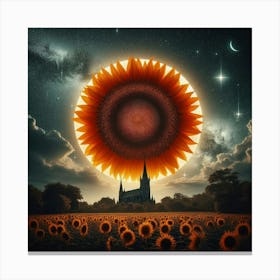 Sunflower In The Night Sky Canvas Print