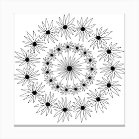 Daisy Flower Flowers Mandala Hand Drawing Canvas Print