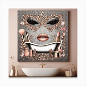 Glamorous glitter Bathroom 3gold Canvas Print