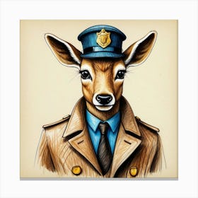 Deer Police Officer 4 Canvas Print